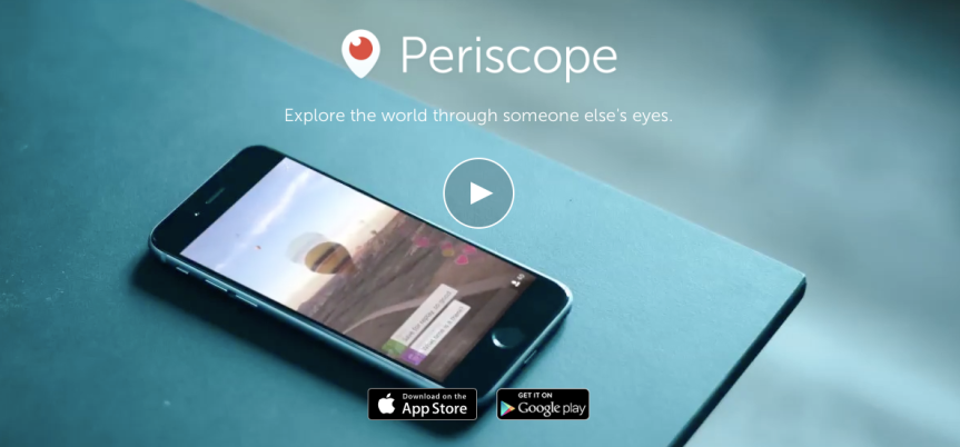 Periscope - Explore the world through someone else's eyes. Picture of a smartphone sitting on a table playing a Periscope broadcast of a hot air balloon launch.
